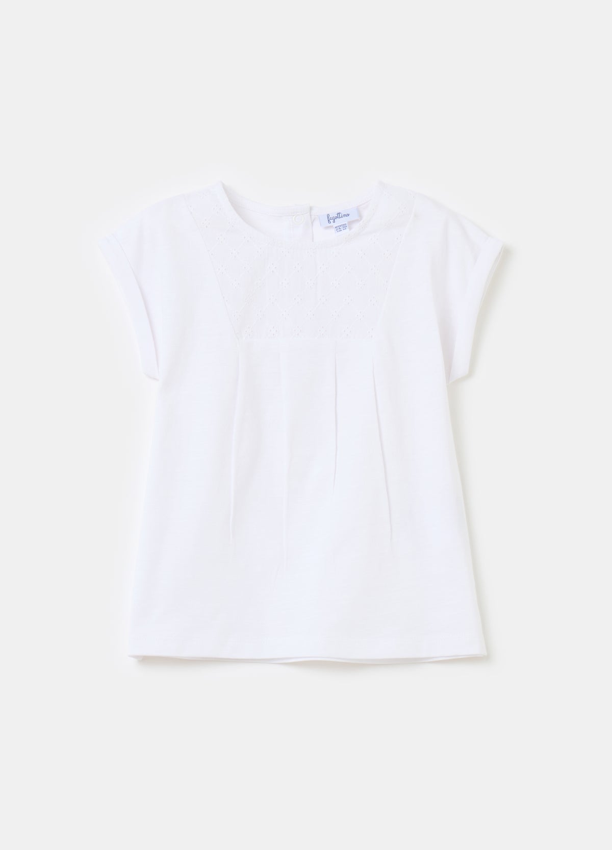 Cotton T-shirt with broderie anglaise insert