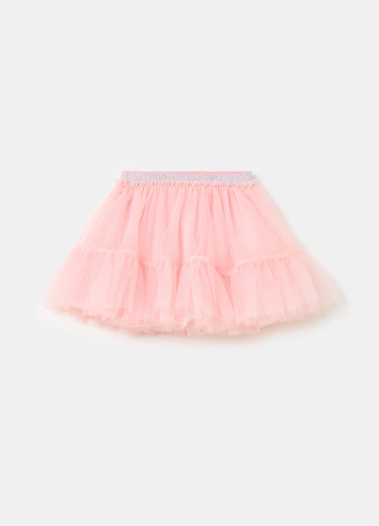 Short tulle skirt with flounce