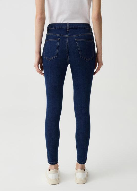 Skinny-fit cropped jeans with five pockets