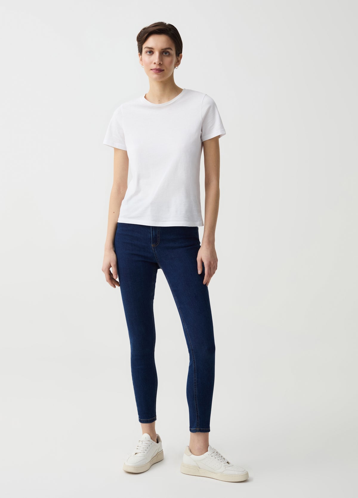 Skinny-fit cropped jeans with five pockets