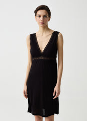 Viscose nightdress with lace