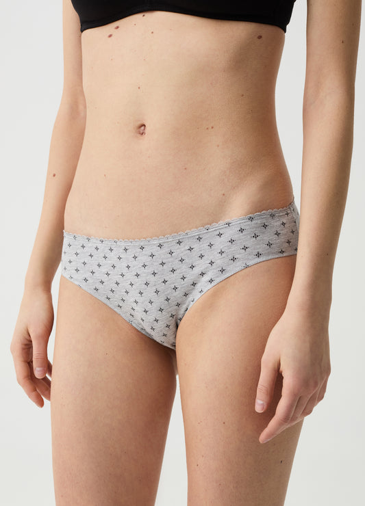 Five-pack patterned organic stretch cotton briefs