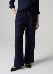 Wide-leg fluid trousers in linen