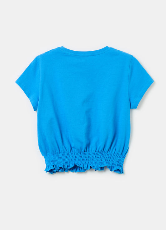 Cotton T-shirt with elastic base