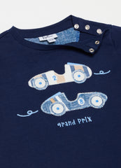 Cotton T-shirt with racing car patch