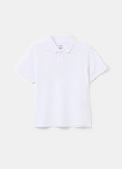 Solid colour cotton piquet polo shirt