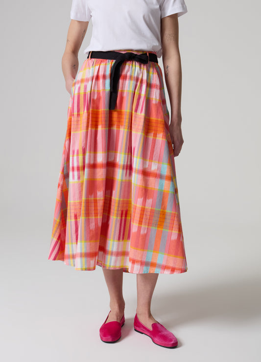 Full midi skirt with check pattern