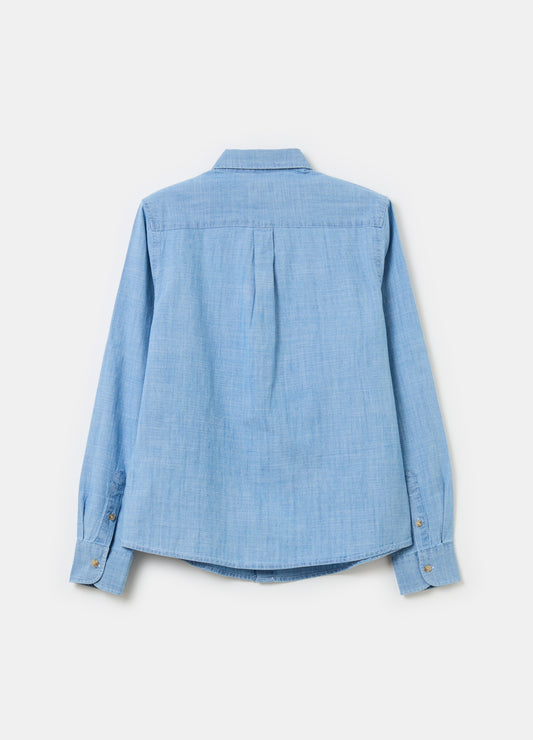 Button-down shirt in chambray cotton