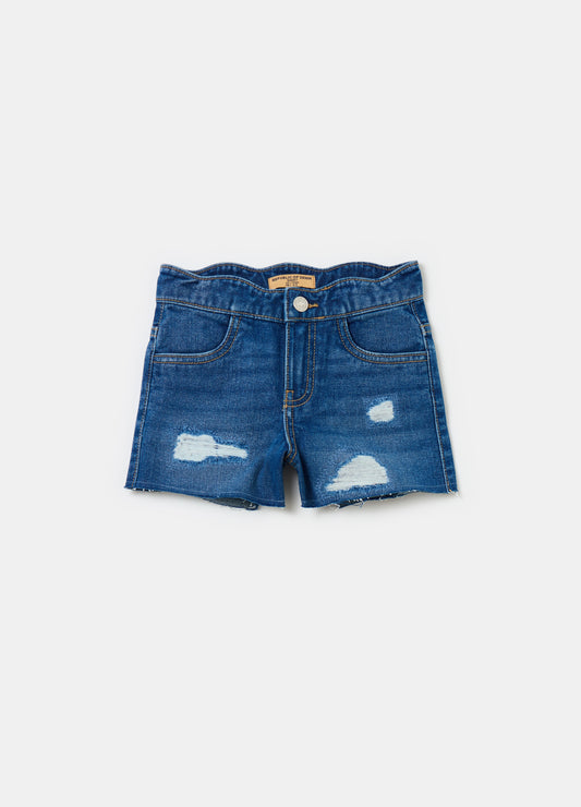 Denim shorts with abrasions