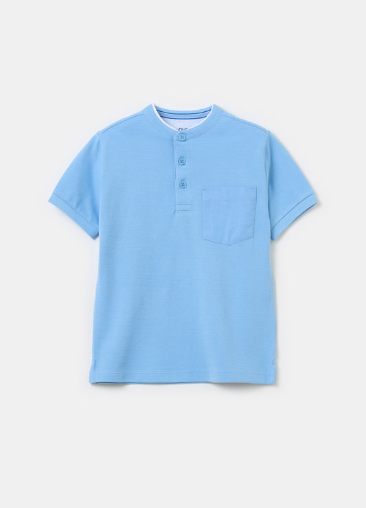 Textured cotton T-shirt with pocket