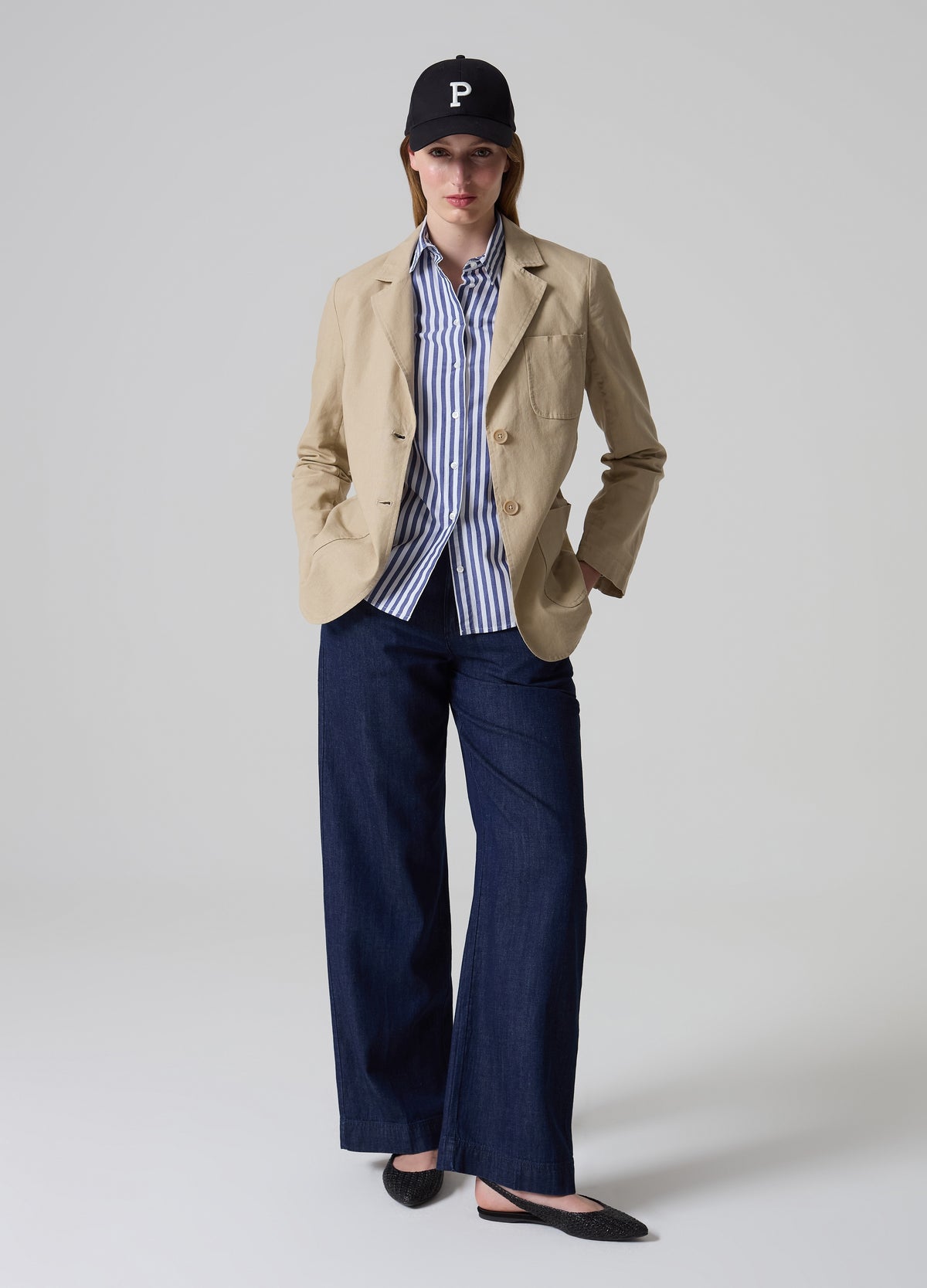 Wide-leg fluid trousers in denim