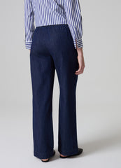 Wide-leg fluid trousers in denim