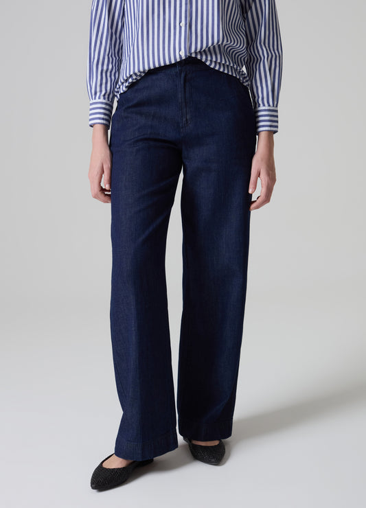 Wide-leg fluid trousers in denim