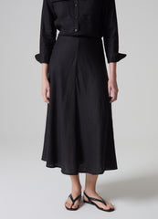 Contemporary long skirt in linen and viscose