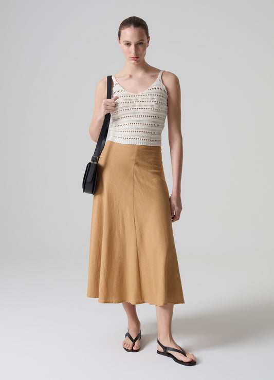 Contemporary long skirt in linen and viscose