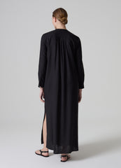 Contemporary long dress with mandarin collar