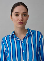 Striped shirt in linen and viscose