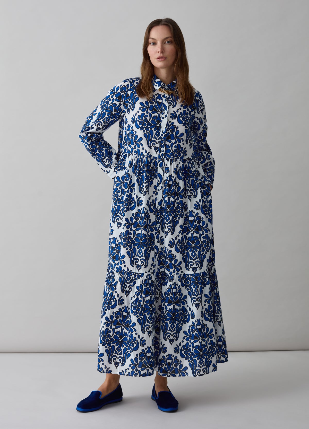 Long shirt dress with print