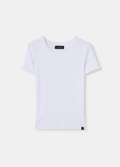 Stretch cotton T-shirt with crew-neck