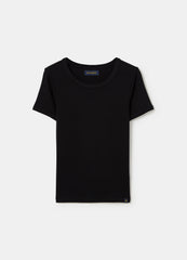 Stretch cotton T-shirt with crew-neck