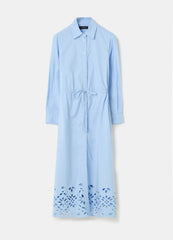 Long shirt dress with broderie anglaise hem