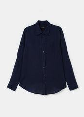 Relaxed-fit shirt in solid colour linen