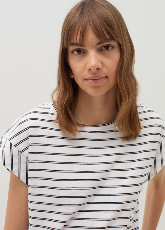 Striped T-shirt with kimono sleeves