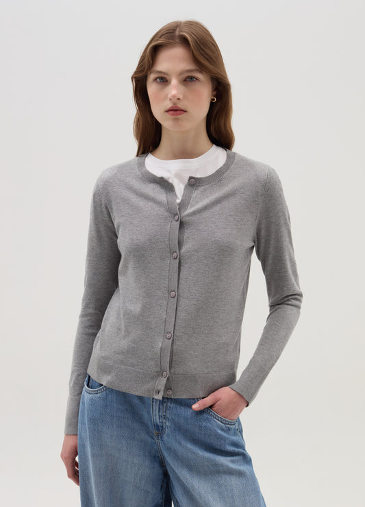 Cardigan with round neckline