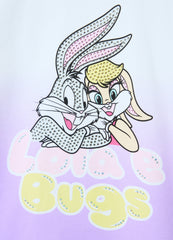 T-shirt with Bugs Bunny and Lola print and diamantés