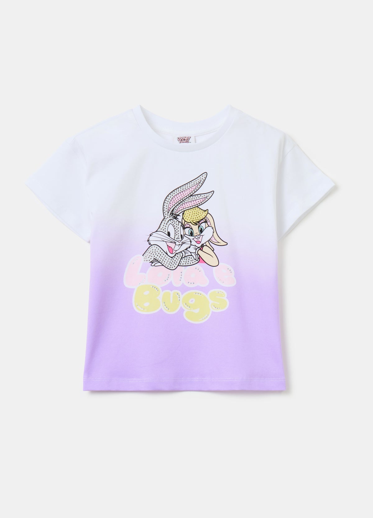 T-shirt with Bugs Bunny and Lola print and diamantés