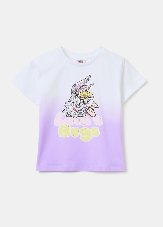 T-shirt with Bugs Bunny and Lola print and diamantés