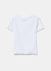 Stretch cotton T-shirt with applications