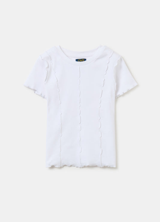 Stretch cotton T-shirt with applications