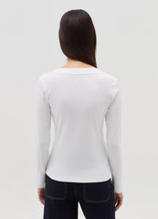 Long-sleeved T-shirt with granddad neckline