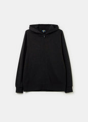 Solid colour full-zip sweatshirt with hood