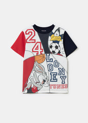 Colourblock T-shirt with Bugs Bunny and Daffy Duck