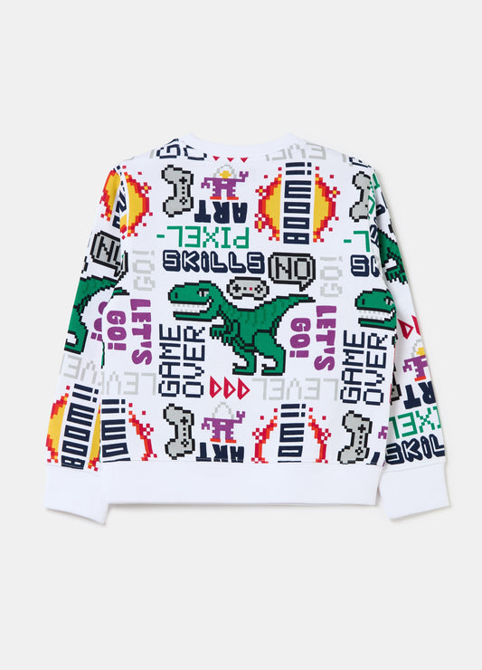 Sweatshirt with gaming dinosaur print