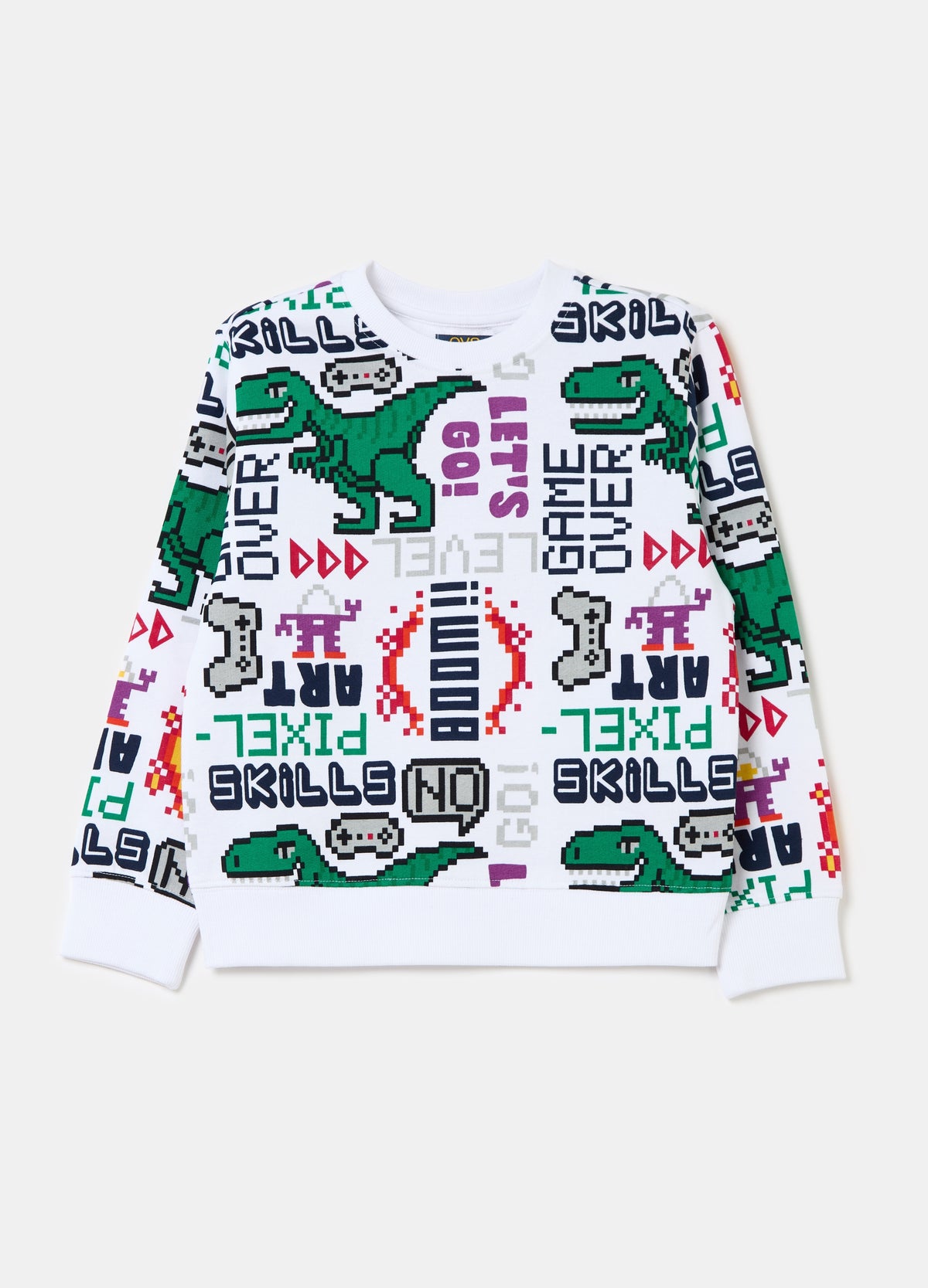 Sweatshirt with gaming dinosaur print