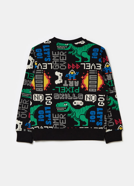 Sweatshirt with gaming dinosaur print