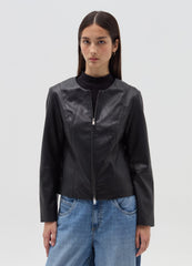 Biker jacket with shiny effect