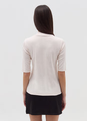 T-shirt with mock neck and elbow-length sleeves