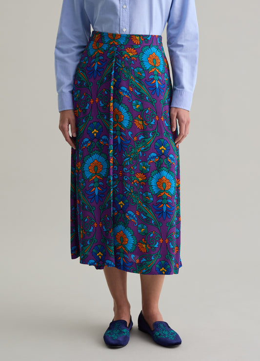 Midi skirt in viscose with print