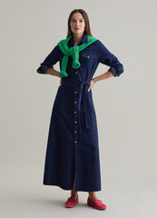 Long shirt dress in denim with belt