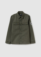 Cotton twill shacket with patch