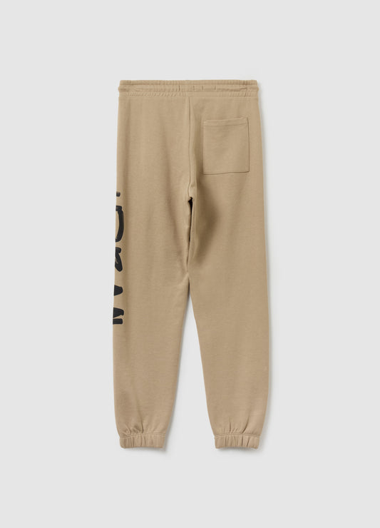 Fleece joggers with drawstring and print