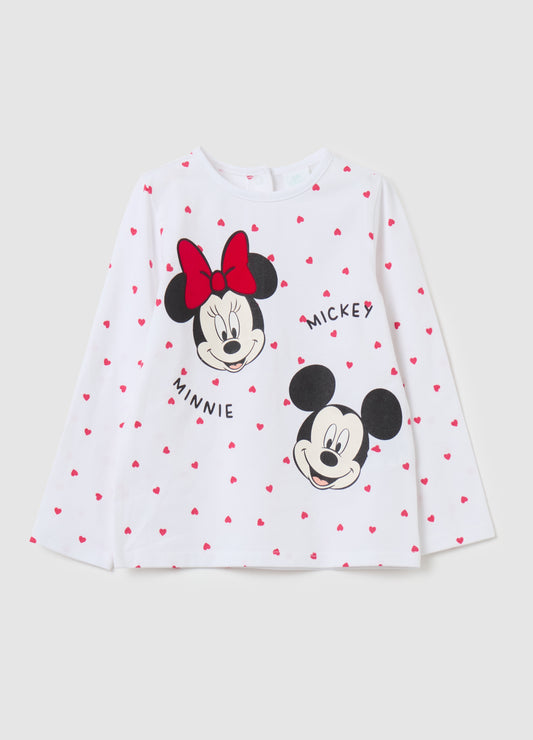 Long-sleeved T-shirt with Minnie and Mickey Mouse print