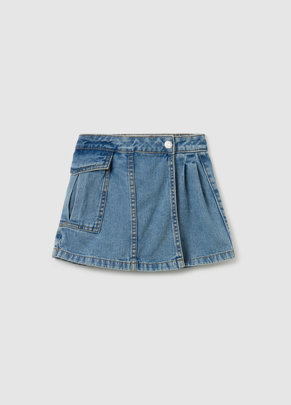 Cargo skort in denim with darts