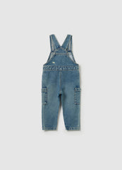 Denim dungarees with abrasions