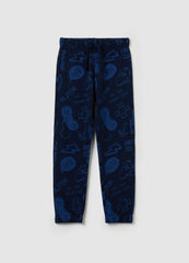 Fleece joggers with drawstring and print