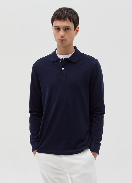 Cotton polo shirt with long sleeves